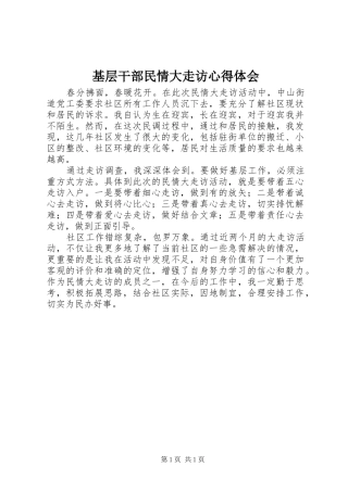 2024年基层干部民情大走访心得体会