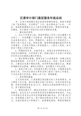 2024年区委审计部门基层服务年底总结