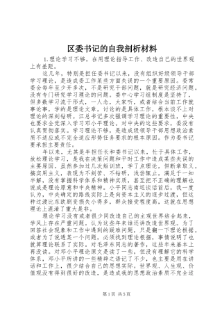 2024年区委书记的自我剖析材料