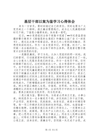 2024年基层干部以案为鉴学习心得体会