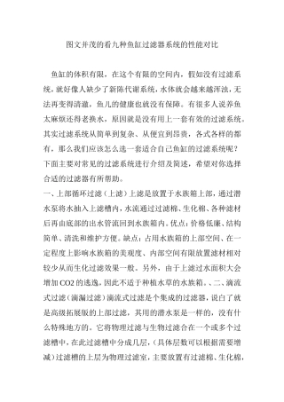 图文并茂的看九种鱼缸过滤器系统的性能对比