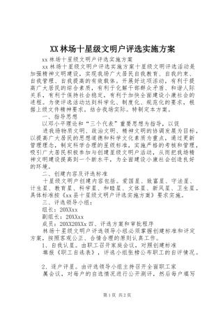 2024年林场十星级文明户评选实施方案