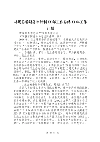 2024年林场总场财务审计科工作总结工作计划