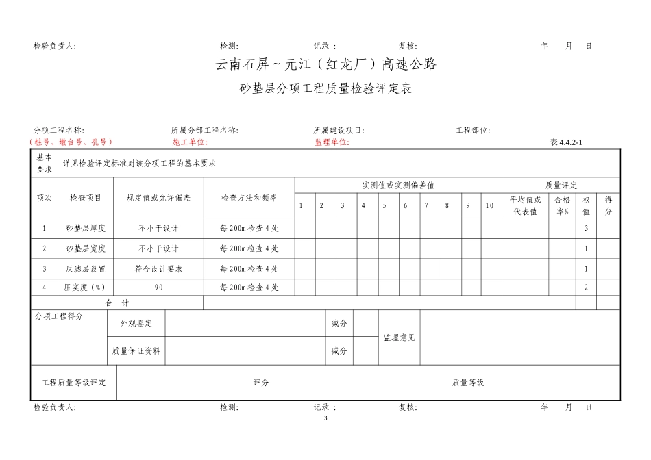 土建工程分项工程质量检验评定表(1-192页)_第3页