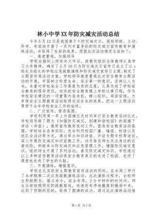 2024年林小中学防灾减灾活动总结