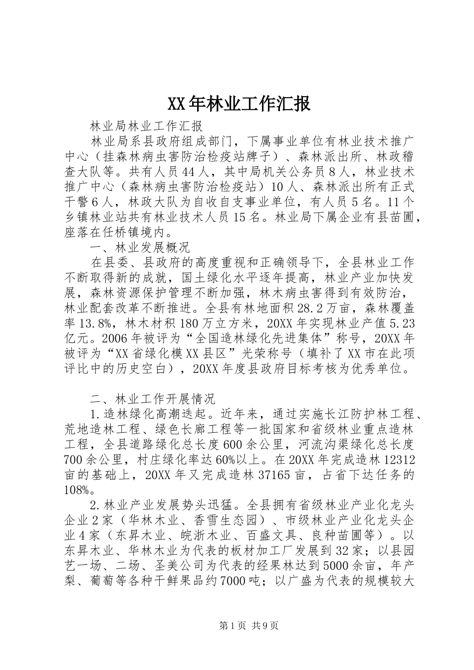 2024年林业工作汇报_第1页