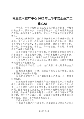 2024年林业技术推广中心上半年安全生产工作总结