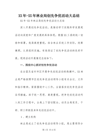 2024年林业局创先争优活动大总结