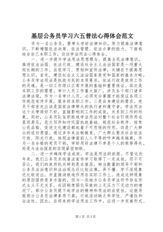 2024年基层公务员学习六五普法心得体会范文