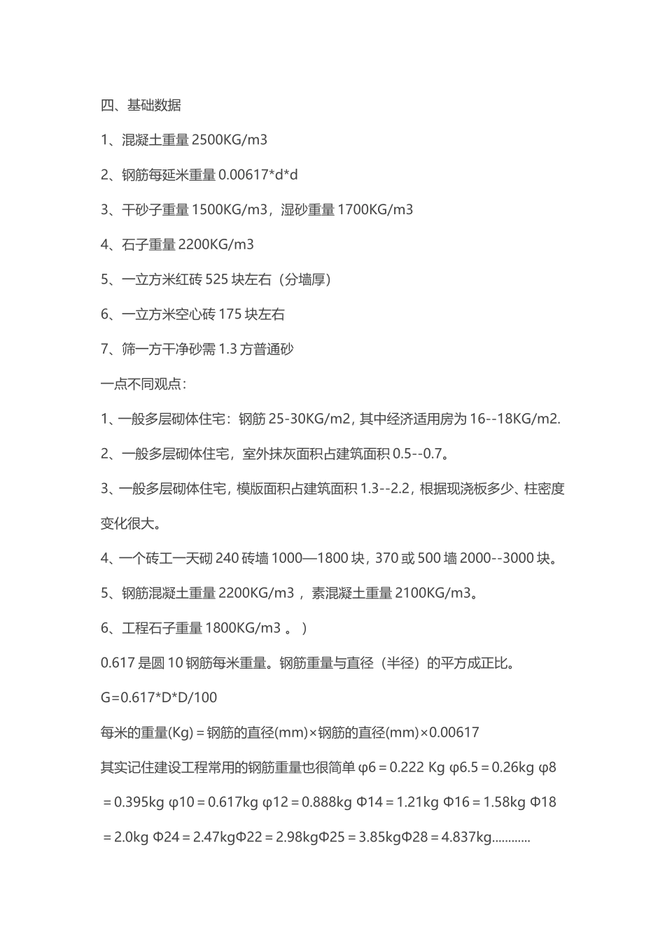 土建工程师应该张口就来的数据_第3页