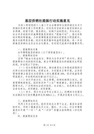 2024年基层供销社提振行动实施意见
