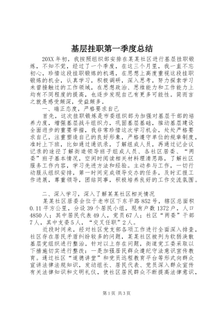 2024年基层挂职第一季度总结