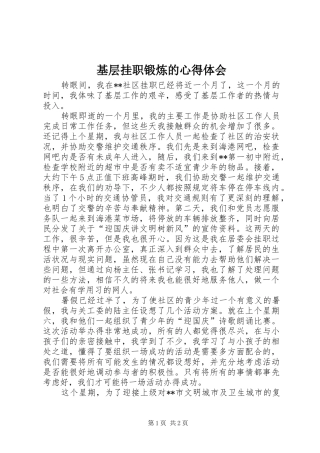 2024年基层挂职锻炼的心得体会