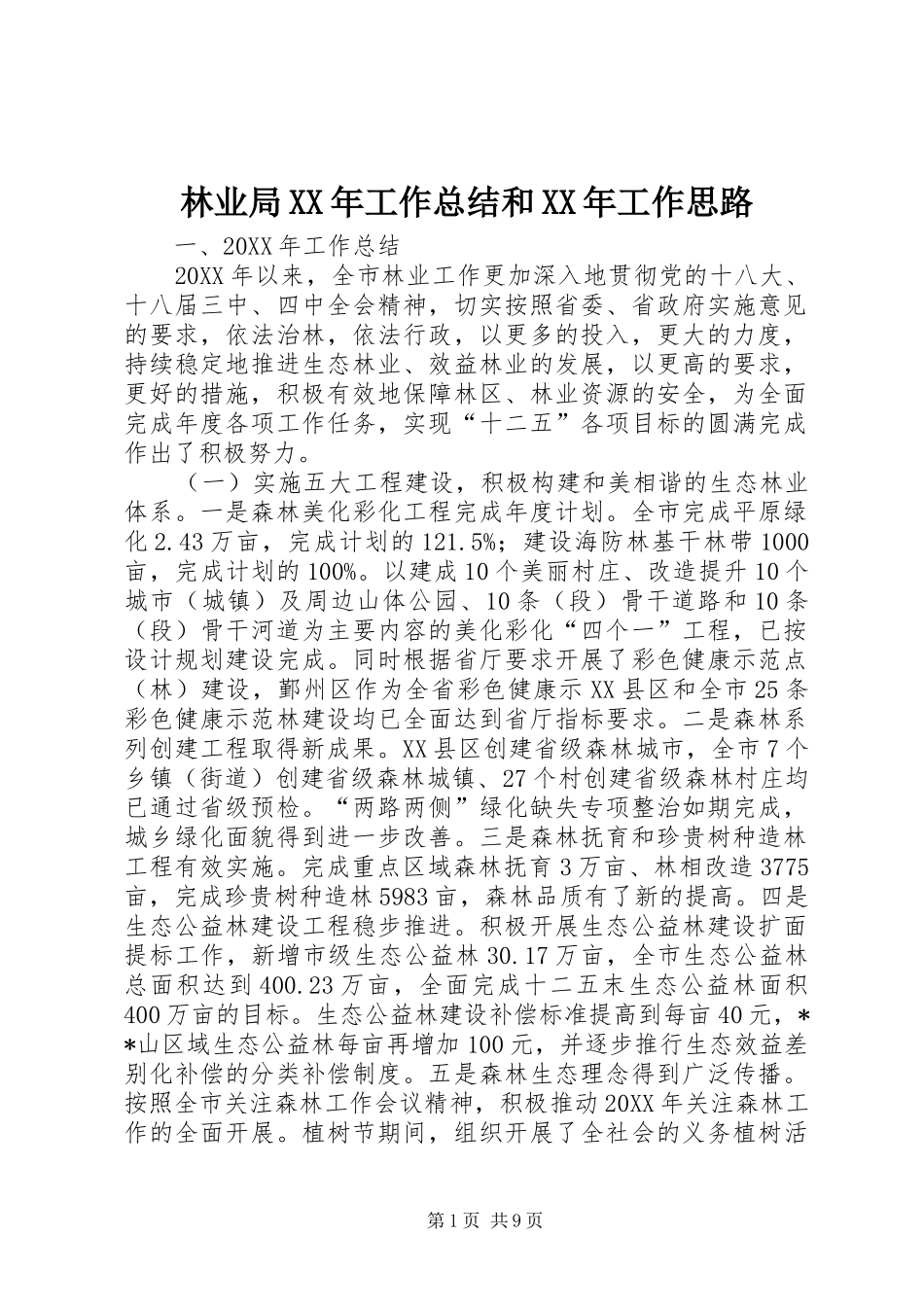2024年林业局工作总结和工作思路_第1页