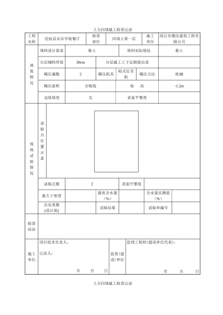 土方回填施工检查记录