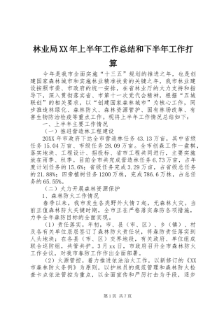 2024年林业局上半年工作总结和下半年工作打算
