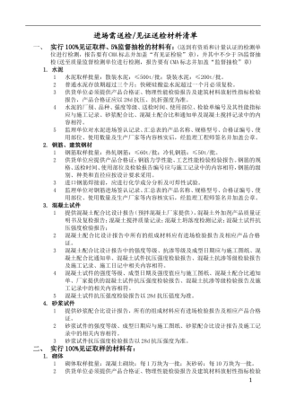 土建见证送检材料清单