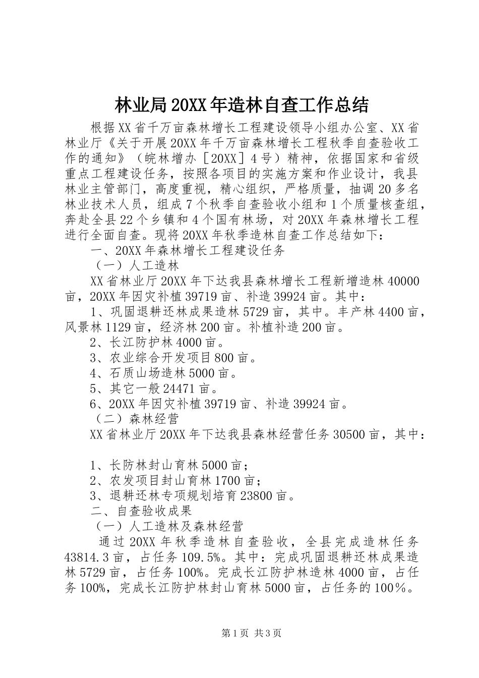 2024年林业局造林自查工作总结_第1页