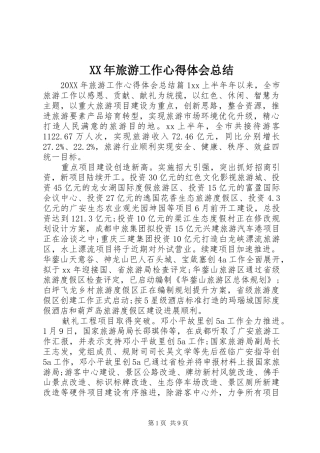 2024年旅游工作心得体会总结