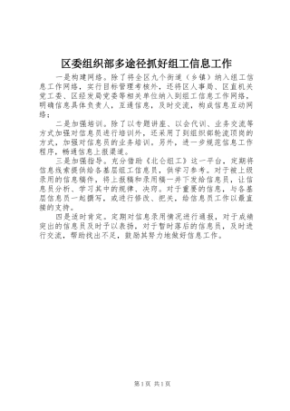 2024年区委组织部多途径抓好组工信息工作