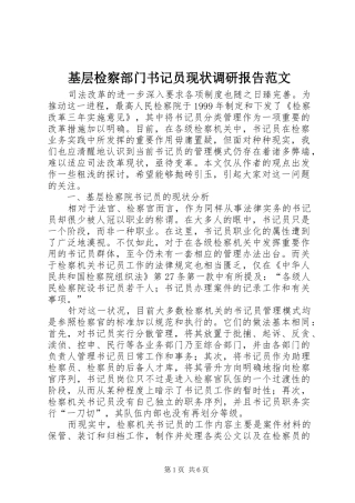 2024年基层检察部门书记员现状调研报告范文
