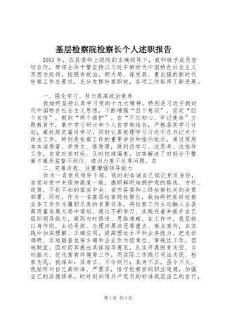 2024年基层检察院检察长个人述职报告