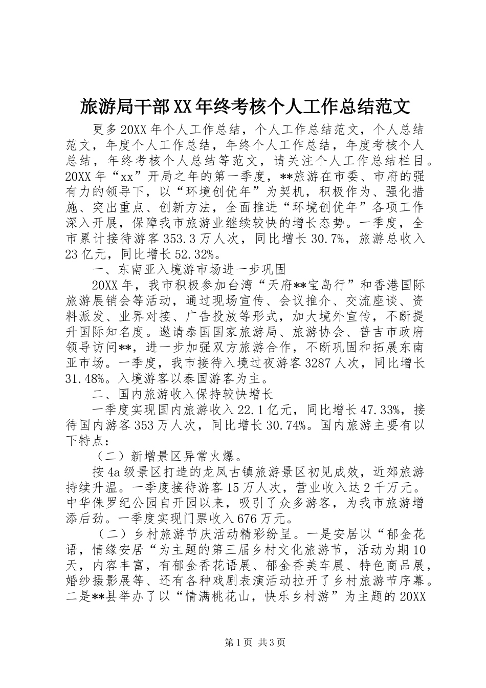 2024年旅游局干部终考核个人工作总结范文_第1页