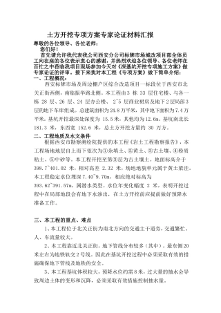 土方开挖专家论证简介