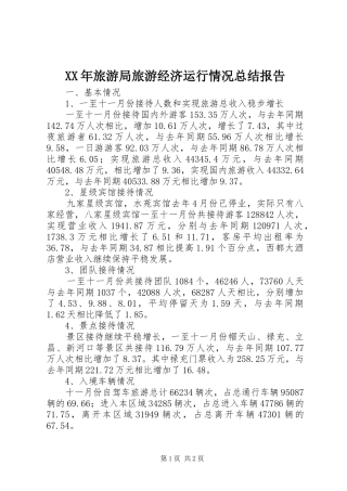 2024年旅游局旅游经济运行情况总结报告