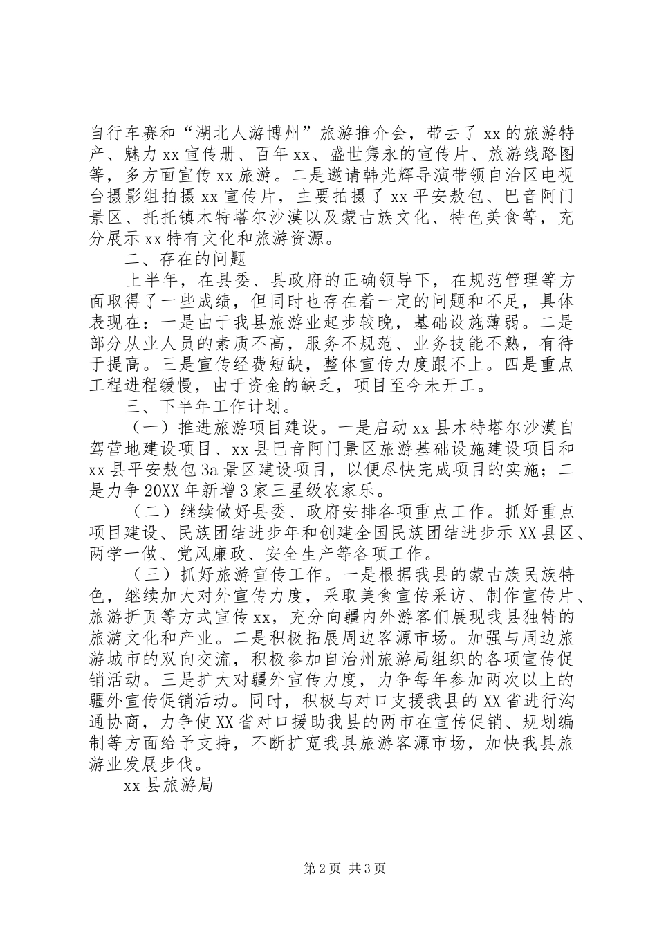 2024年旅游局上半年工作总结及下半年工作计划_第2页