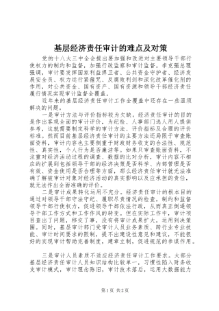 2024年基层经济责任审计的难点及对策