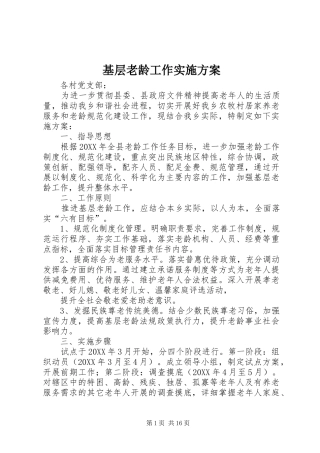 2024年基层老龄工作实施方案