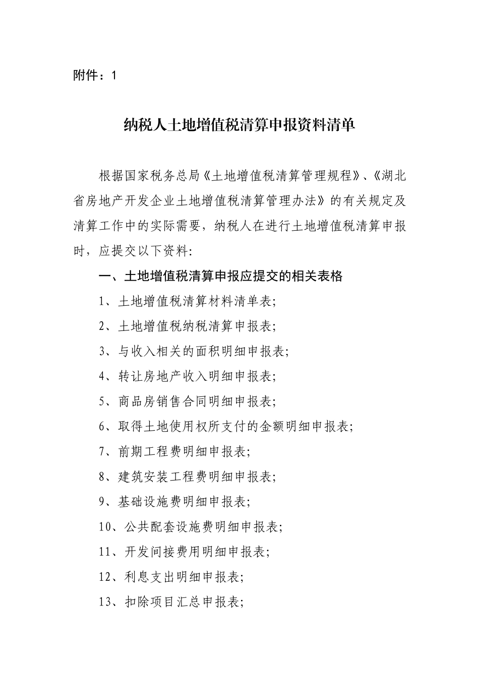 土地增值税自行清算需提交材料清单_第1页
