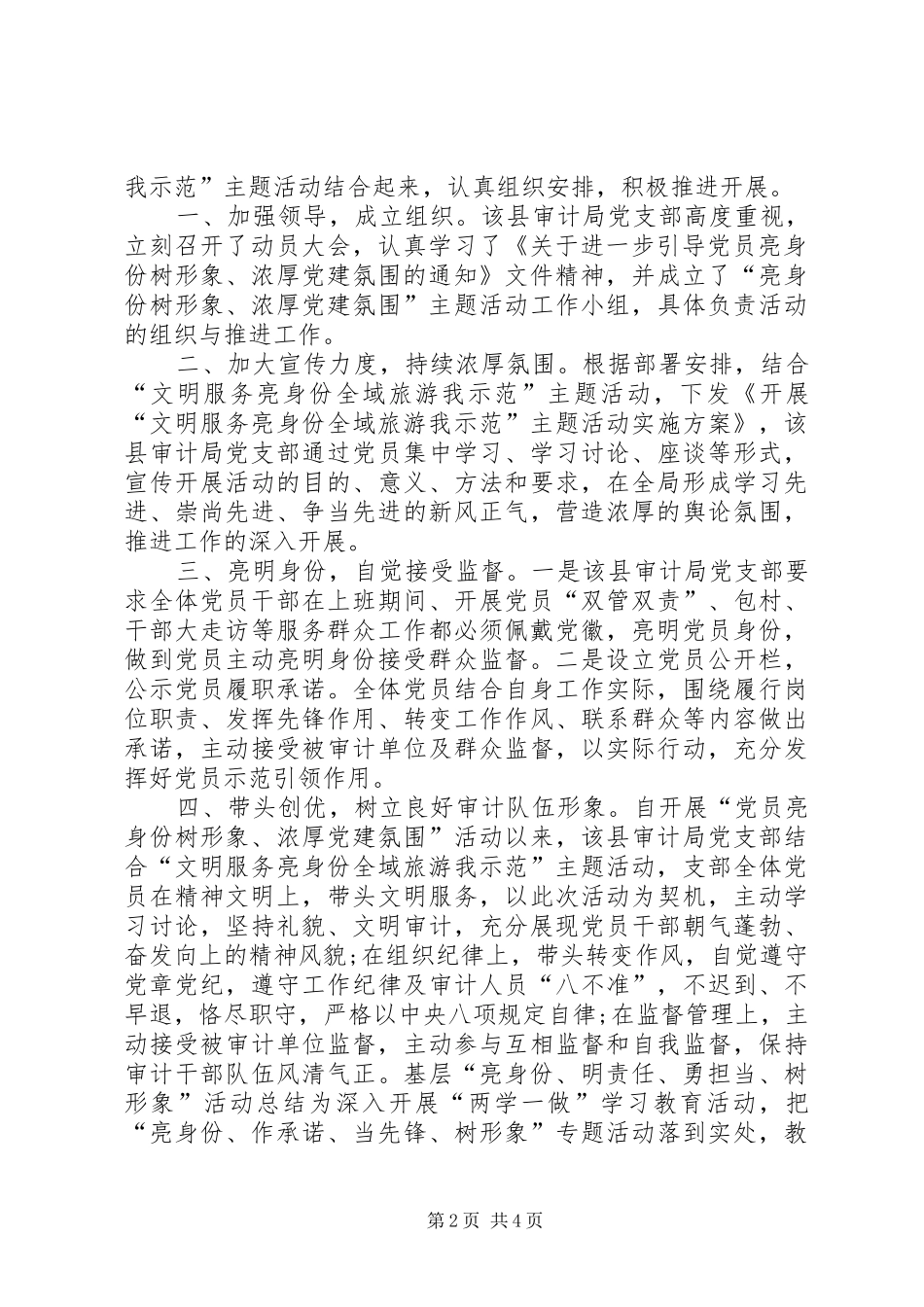 2024年基层亮身份明责任勇担当树形象活动总结_第2页