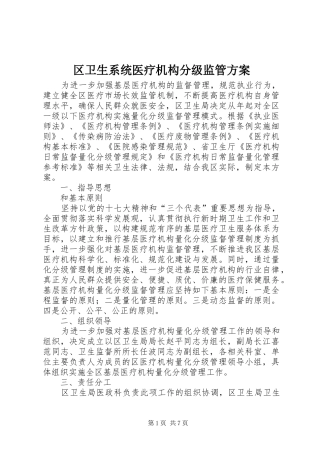 2024年区卫生系统医疗机构分级监管方案
