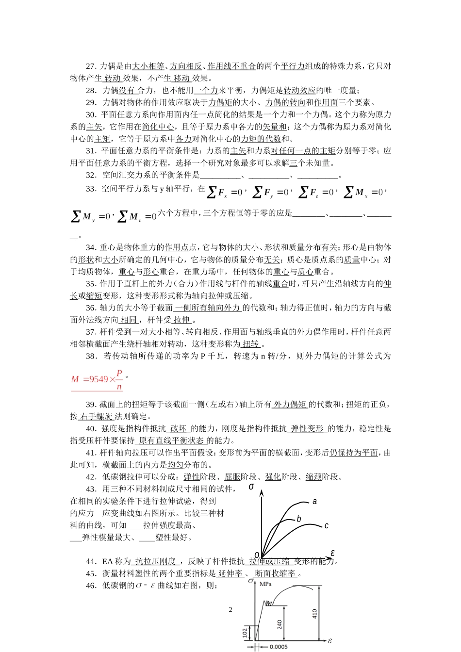 土木工程专升本《工程力学》复习要点_第2页
