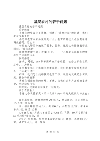 2024年基层农村的若干问题