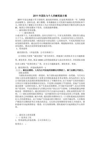 团队奖励设置方案