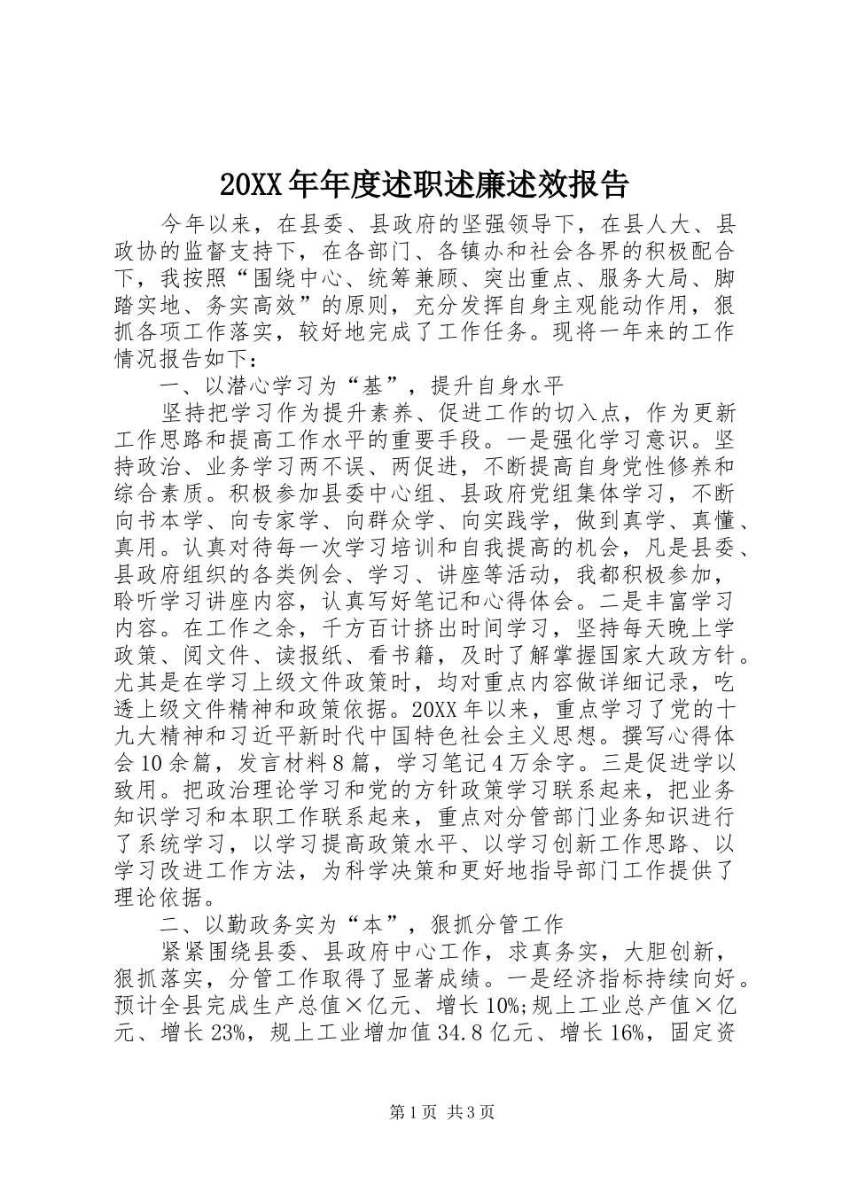 2024年年度述职述廉述效报告_第1页