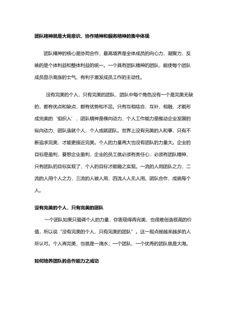 团队精神标语-团队精神的重要性-团队精神口号