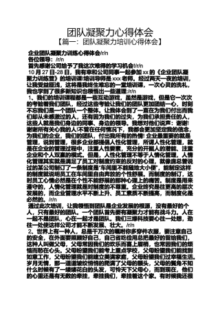 团队凝聚力心得体会