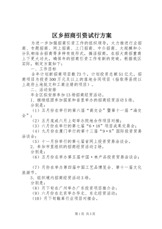 2024年区乡招商引资试行方案