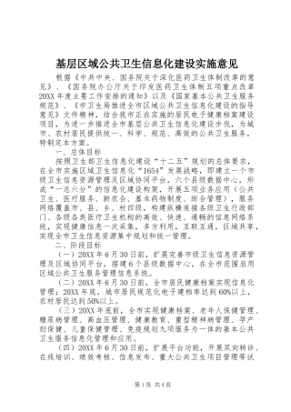 2024年基层区域公共卫生信息化建设实施意见