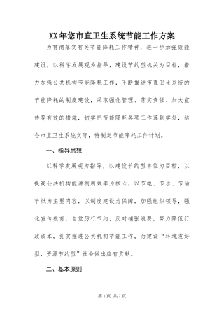 2024年您市直卫生系统节能工作方案