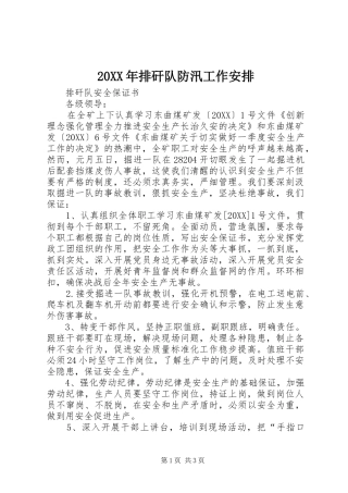 2024年排矸队防汛工作安排