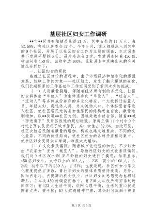 2024年基层社区妇女工作调研