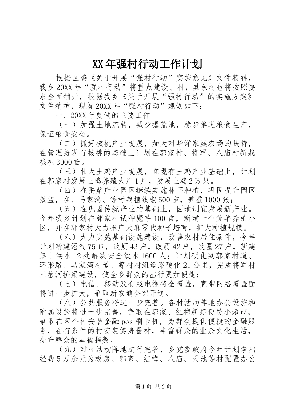 2024年强村行动工作计划_第1页