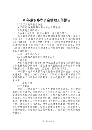 2024年强农惠农资金清理工作报告