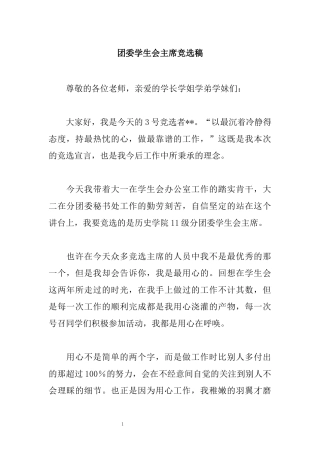 团委学生会主席竞选稿