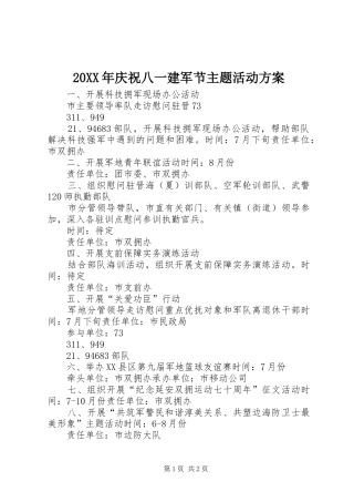 2024年庆祝八一建军节主题活动方案